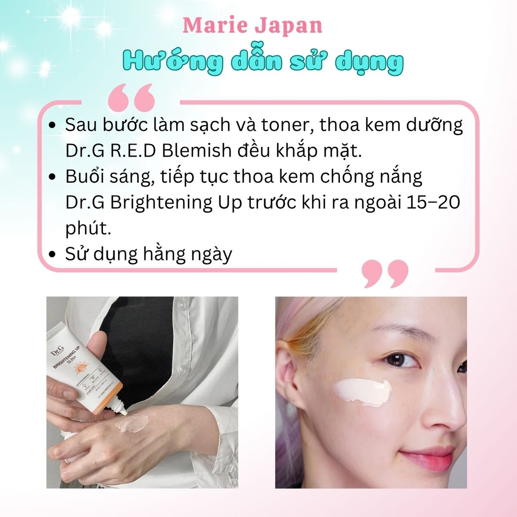 Set Kem Dưỡng Dr.G R.E.D Blemish 70ml + Kem Chống Nắng Cam Brightening Up 20ml Dưỡng Ẩm Phục Hồi & Bảo Vệ Da Toàn Diện