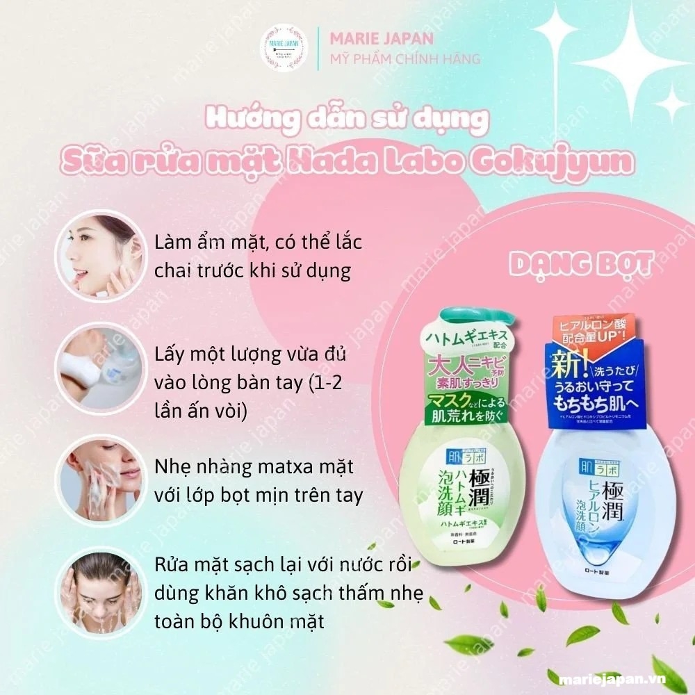 Sữa rửa mặt Hada Labo Gokujyun Nhật Bản