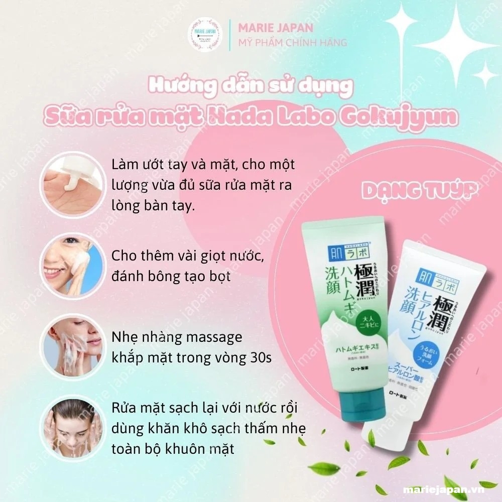 Sữa rửa mặt Hada Labo Gokujyun Nhật Bản