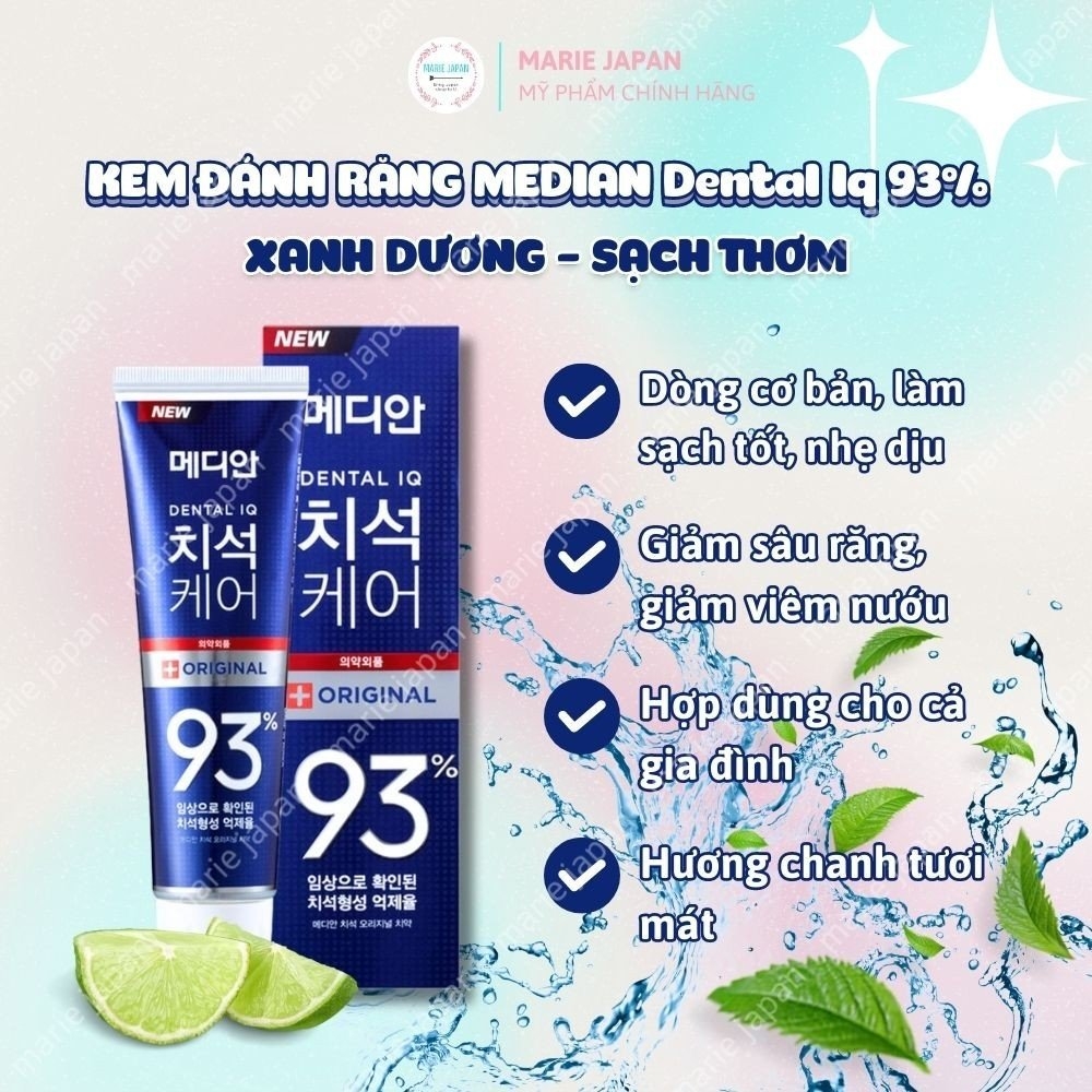 Kem Đánh Răng Median Dental IQ 93% - TRẮNG TRẮNG RĂNG Tuýp 120g