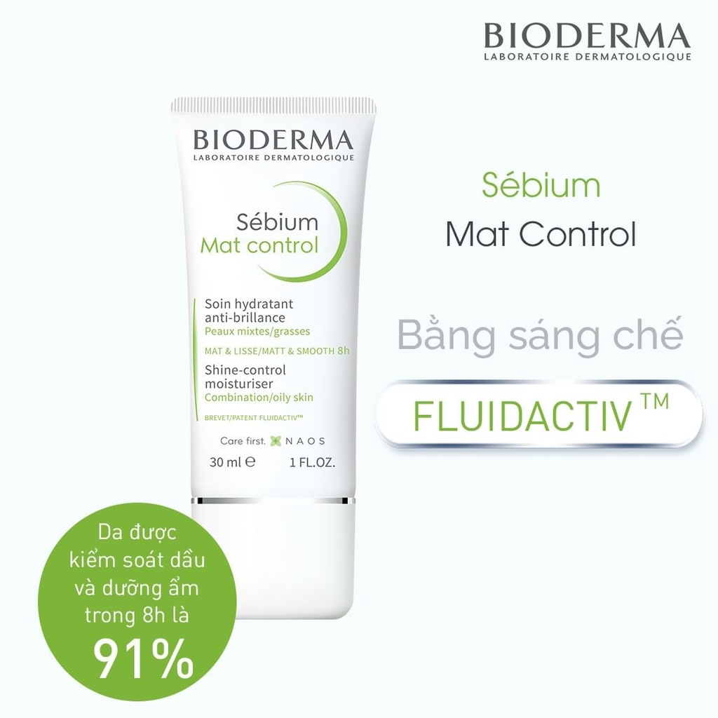 Kem Dưỡng Bioderma Xanh Sebium Mat Control Tuýp 30ml