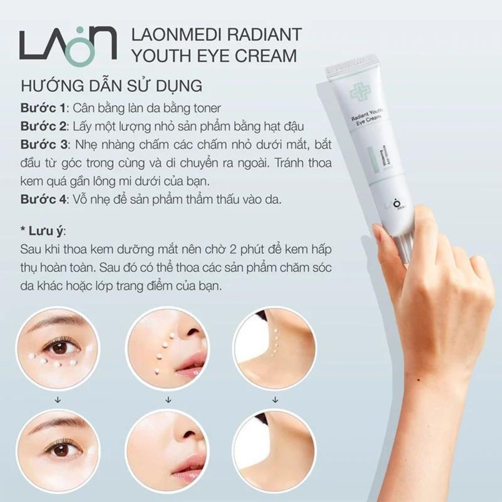 Kem Dưỡng Mắt Laonmedi Radiant Youth Eye Cream Giảm Quầng Thâm Bọng Mắt Nếp Nhăn Chống Lão Hóa Hàn Quốc - Tuýp 40ml