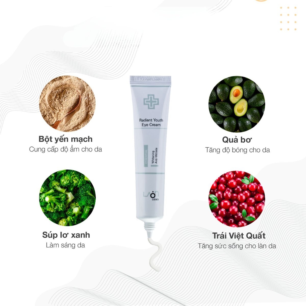 Kem Dưỡng Mắt Laonmedi Radiant Youth Eye Cream Giảm Quầng Thâm Bọng Mắt Nếp Nhăn Chống Lão Hóa Hàn Quốc - Tuýp 40ml