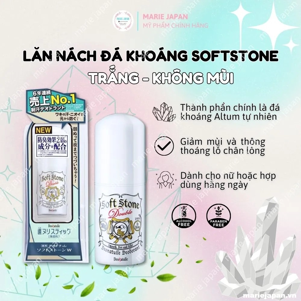 Lăn Khử Mùi Soft Stone Deonatulle Đá Khoáng