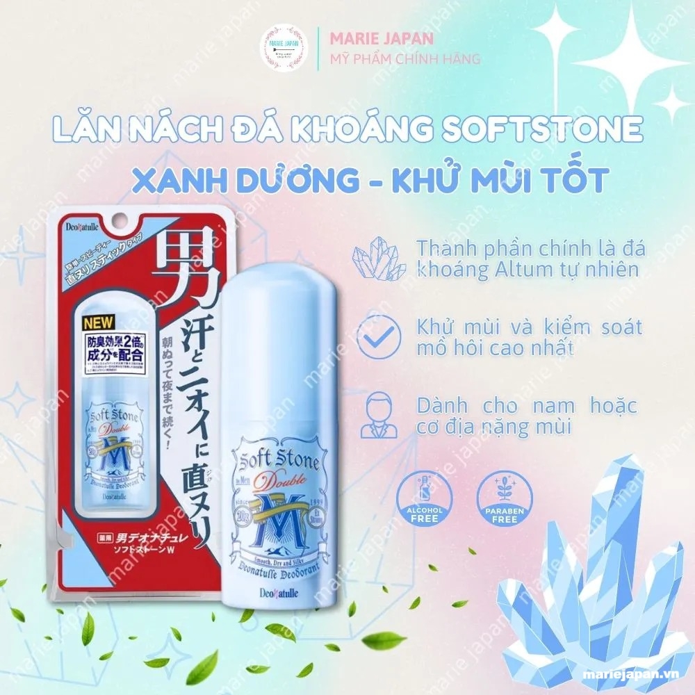Lăn Khử Mùi Soft Stone Deonatulle Đá Khoáng