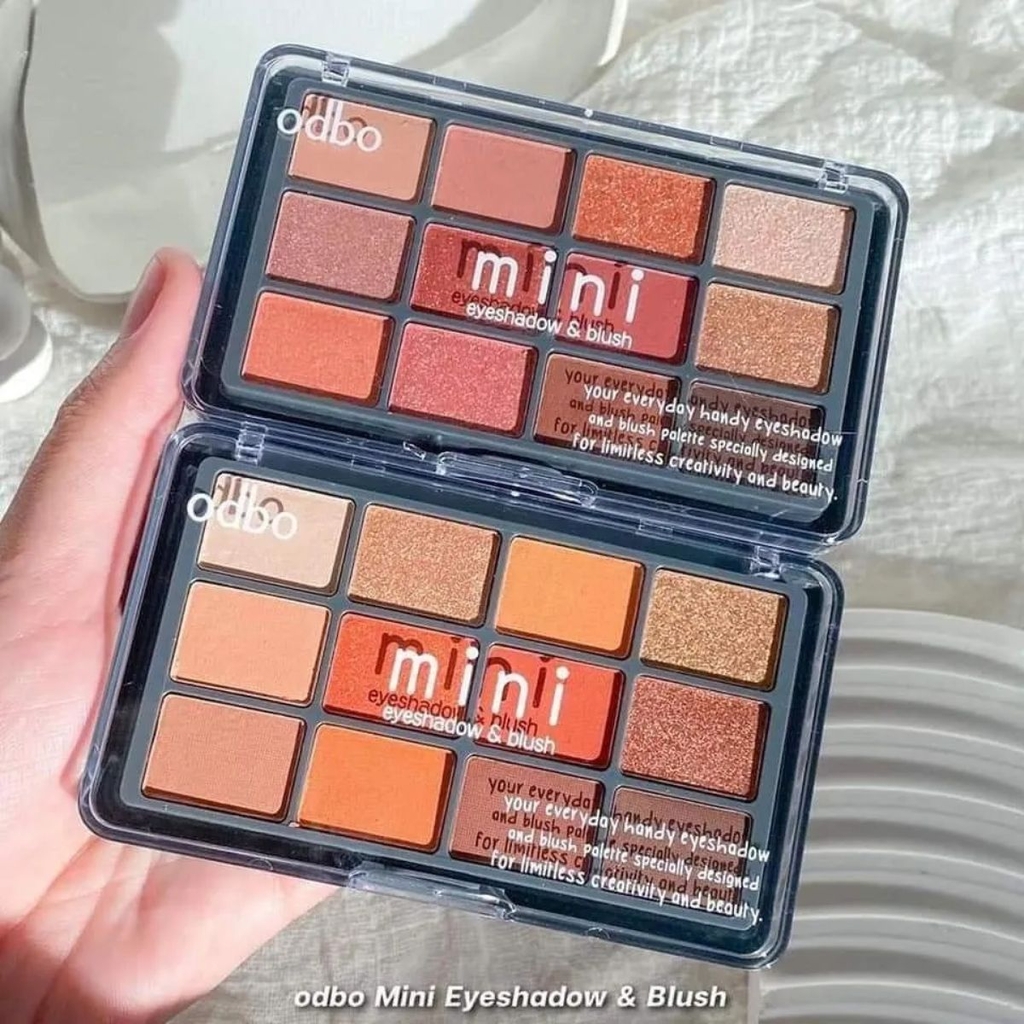 Bảng Phấn Mắt 12 Ô + Má 2 Tầng Odbo Bền Màu Lấp Lánh Mini Eyeshadow & Blush