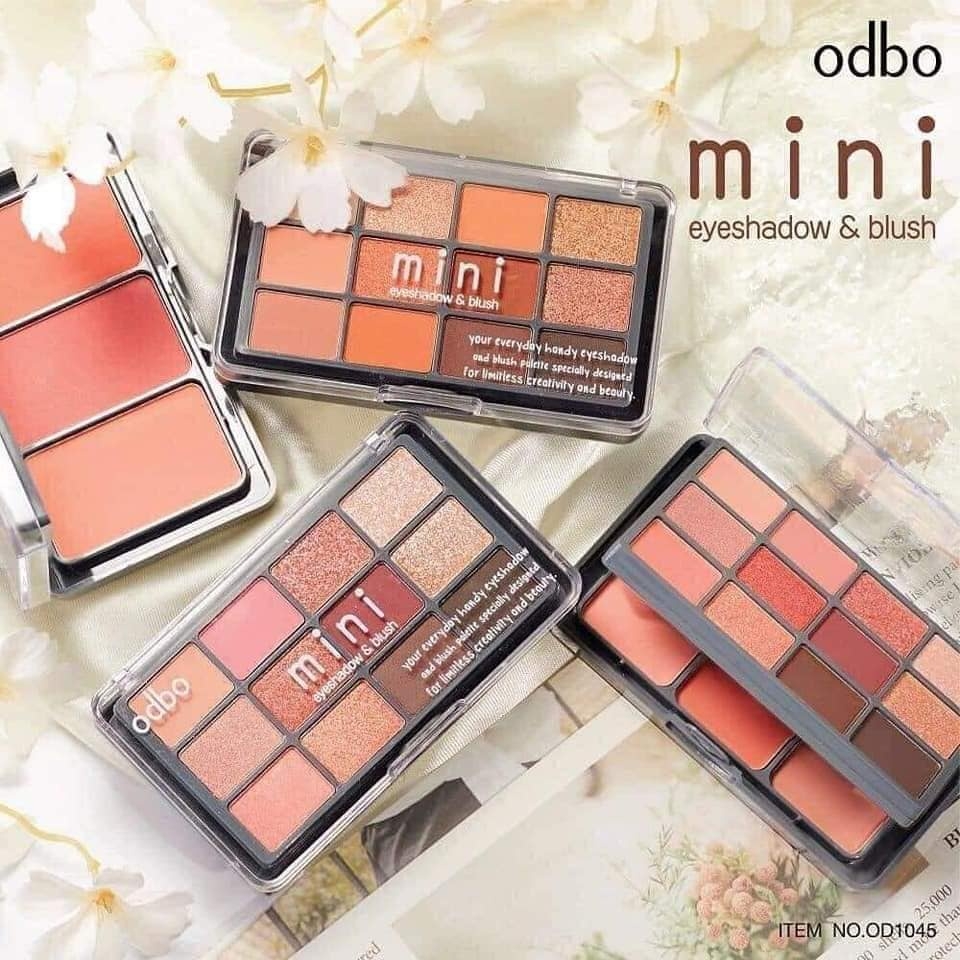 Bảng Phấn Mắt 12 Ô + Má 2 Tầng Odbo Bền Màu Lấp Lánh Mini Eyeshadow & Blush