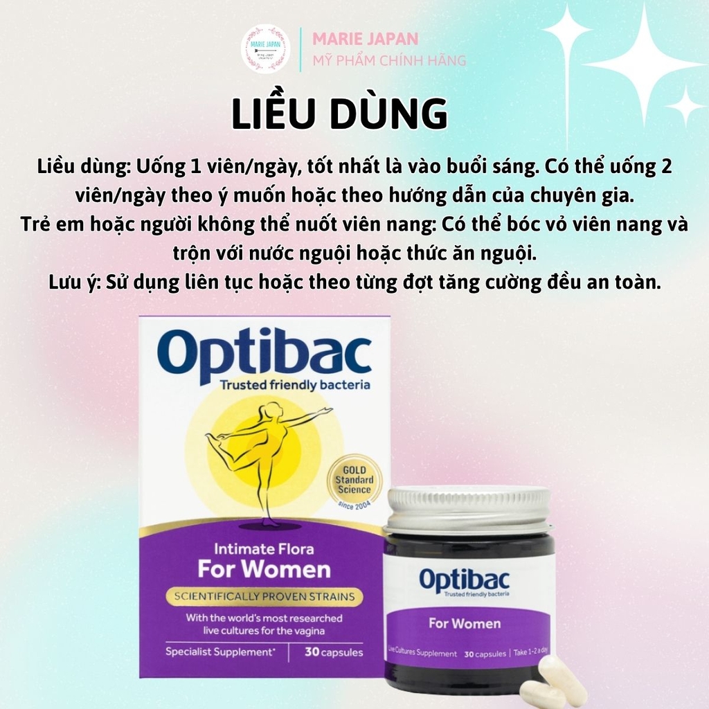 Viên Uống Optibac Tím Intimate Flora For Women Bổ Sung Lợi Khuẩn Hỗ Trợ Cân Bằng Vi Sinh Vùng Kín Phụ Nữ Hộp 30 Viên