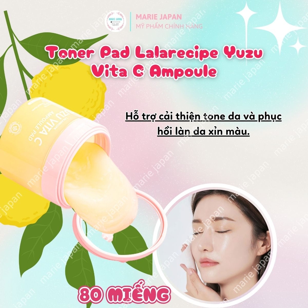 Toner Pad Lalarecipe Yuzu Vita C Ampoule Dưỡng Sáng Da Cấp Ẩm Mờ Thâm Hàn Quốc Hộp 80 Miếng