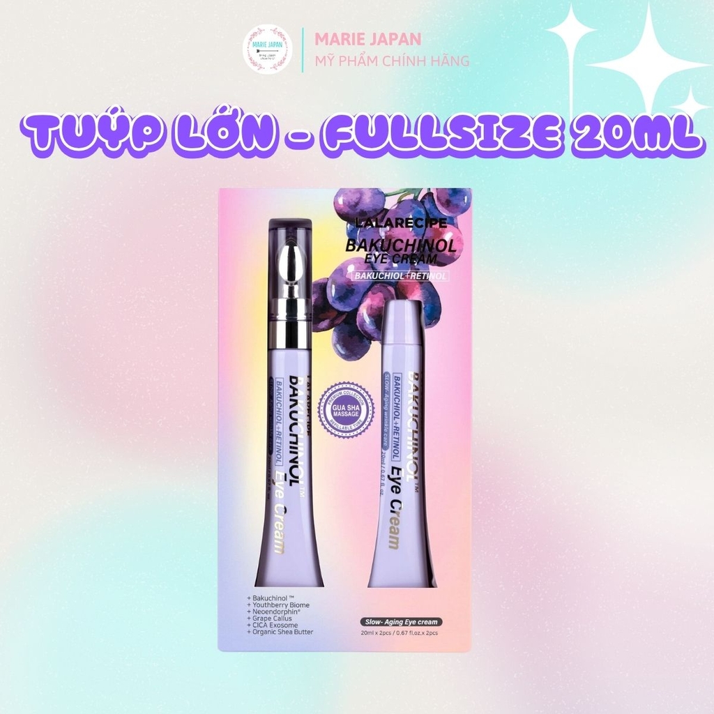 Kem Mắt Lalarecipe Bakuchiol Eye Cream Mờ Nếp Nhăn Hỗ Trợ Sáng Da Căng Mịn Vùng Mắt Hàn Quốc