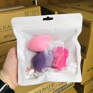 Set 3 Bông Tán Phấn Nền Túi Zip - Màu Ngẫu Nhiên