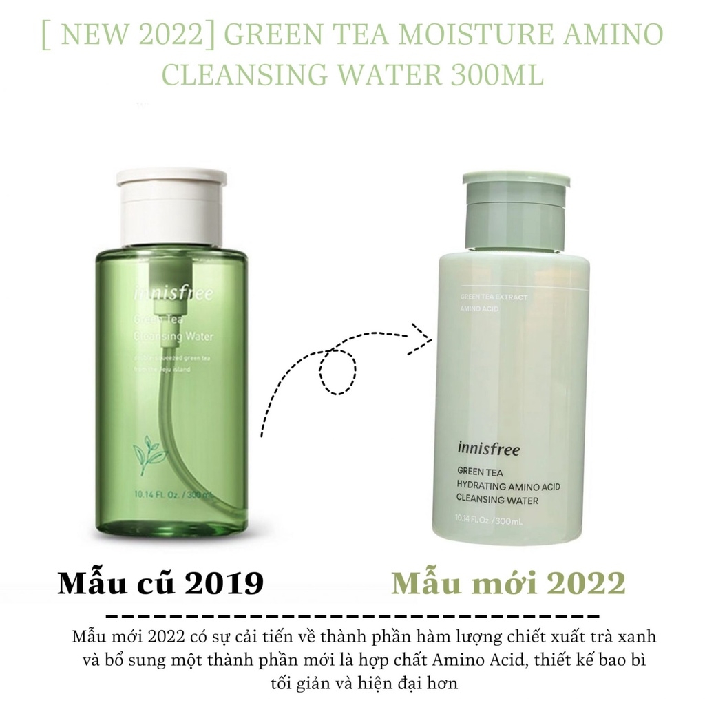 Nước Tẩy Trang Innisfree Green Tea Hydrating Amino Acid Cleansing Water Chai 300ml