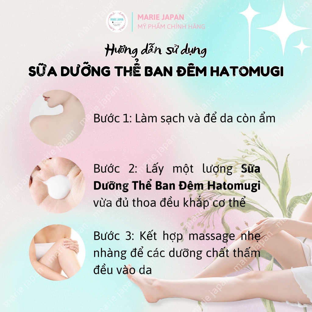 Dưỡng Thể Hatomugi The Body Milk Ban Đêm - XANH ĐẬM TRUYỀN THỐNG Chai 400ml