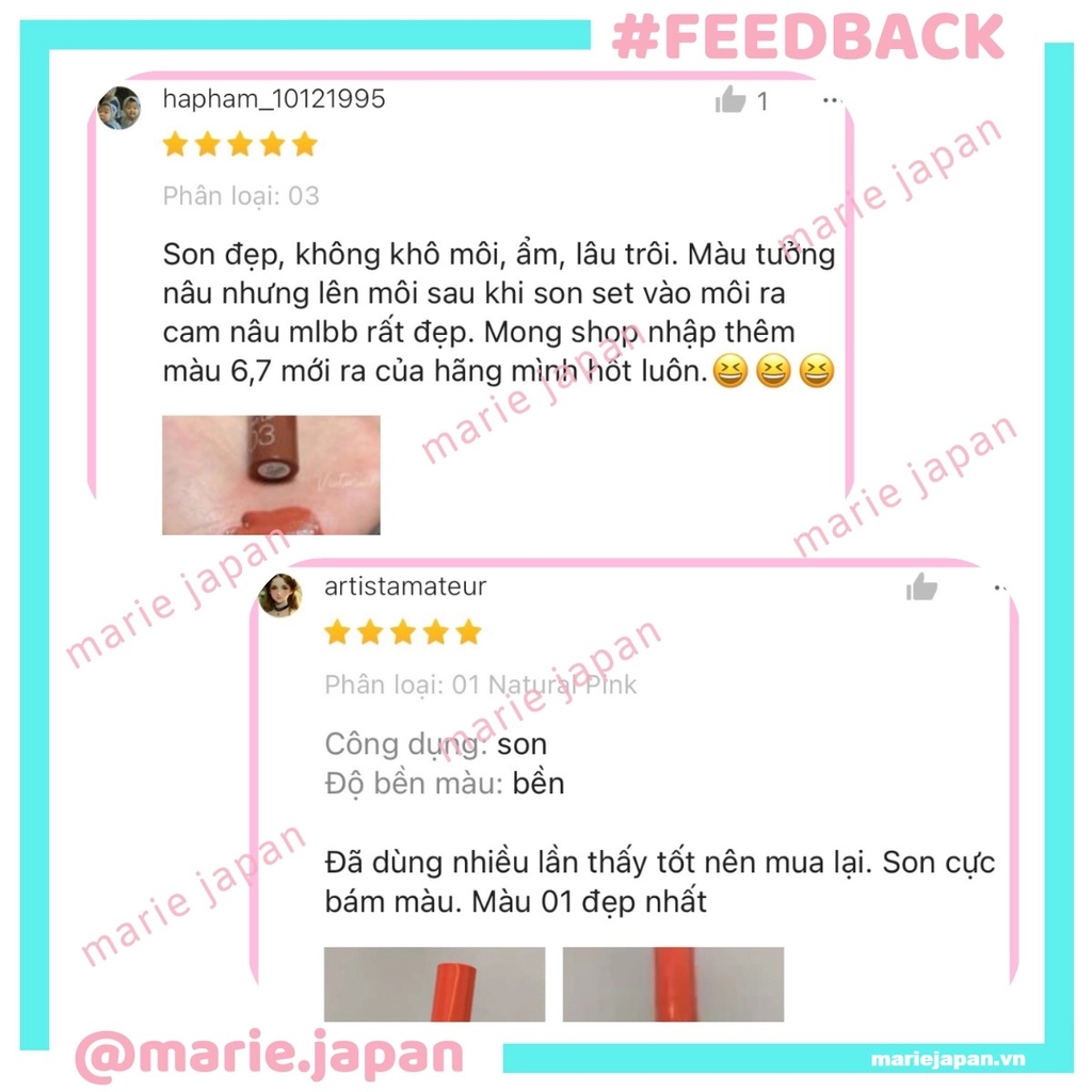 Son Tint Lì Cezanne Bền Màu Lâu Trôi Watery Tint Lip Nhật Bản