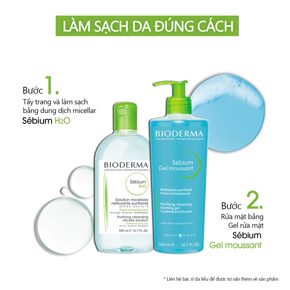Sữa Rửa Mặt Bioderma Sạch Sâu Dịu Nhẹ Cho Mọi Loại Da Sebium Gel Moussant