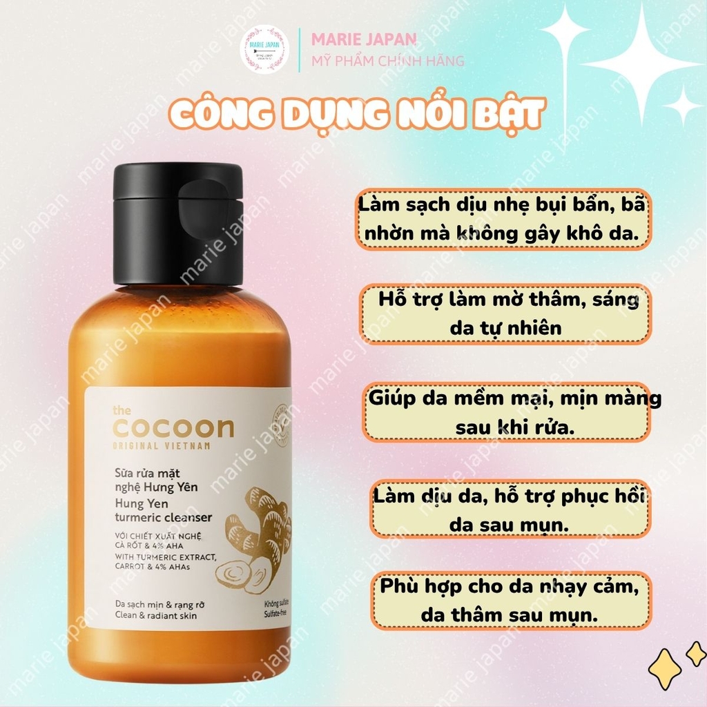 SRM Nghệ Hưng Yên Cocoon Turmeric Cleanser Chai 140ml