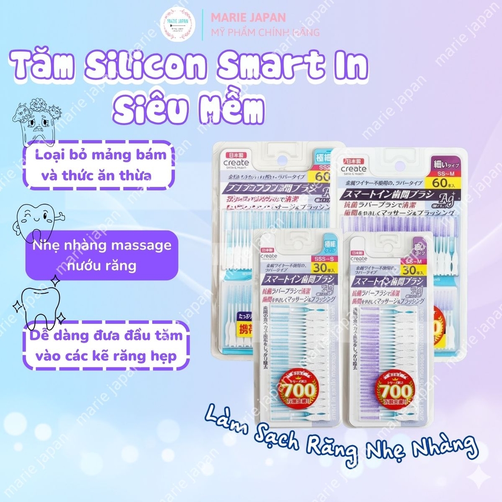 Tăm Silicon Smart Inn Interdental Làm Sạch Kẽ Răng Dịu Nhẹ An Toàn Nhật Bản