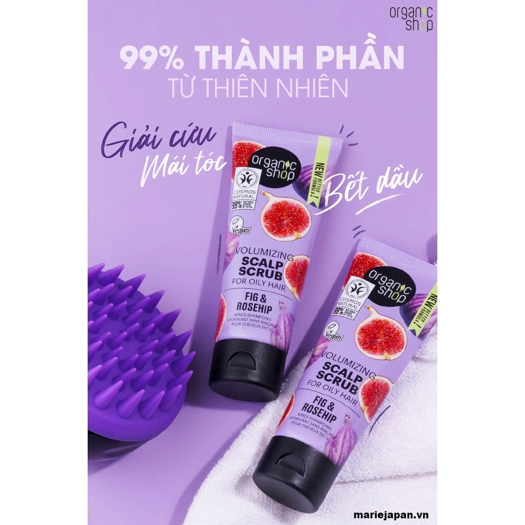 Tẩy Tế Bào Chết Da Đầu Organic Shop Kiềm Dầu Ngăn Rụng Tóc Tuýp 75ml ( TẶNG 3 GÓI Ủ TÓC)