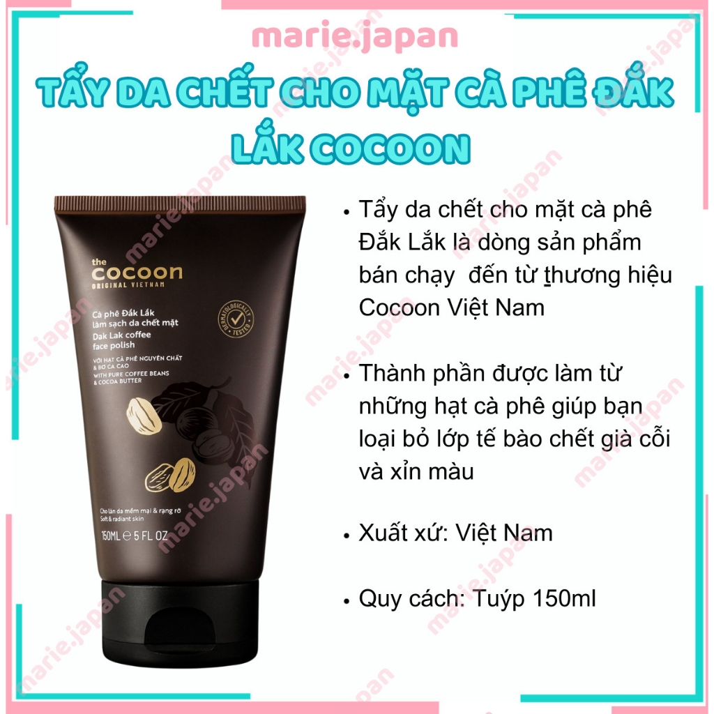 Tẩy TBC Mặt Cocoon Cà Phê Đắk Lắsk Tuýp 150ml