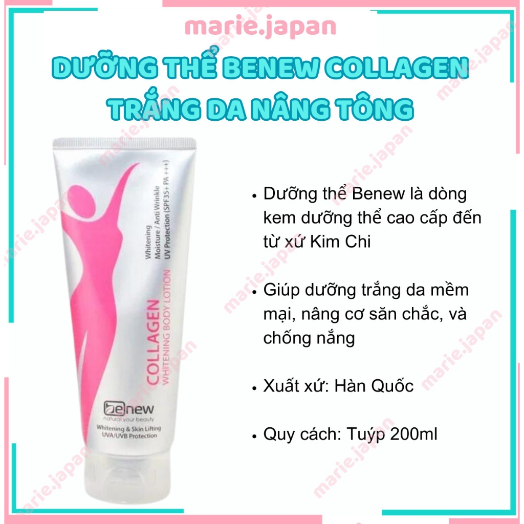 Dưỡng Thể Benew Collagen Whitening Body Lotion Tuýp 200ml