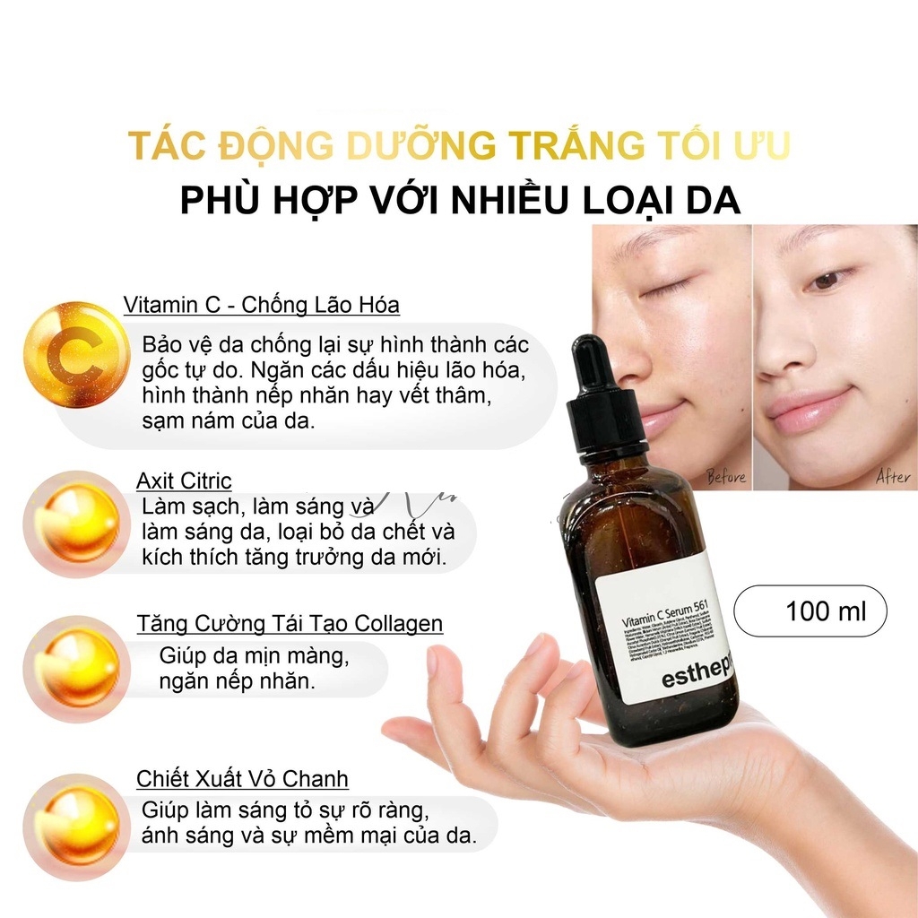 Serum Esthemax Vitamin C Serum 561 Trắng Sáng Da Cấp Ẩm Chống Lão Hóa Hàn Quốc Chai 100ml