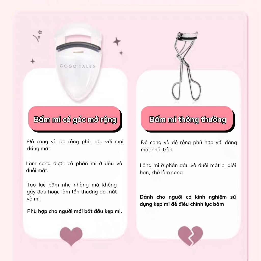 Kẹp Bấm Mi GoGo Tales Thiết Kế Góc Rộng Đệm Silicon Có Rãnh Giúp Mi  Siêu Cong Nhỏ Gọn Tiện Lợi Sunflower GT616