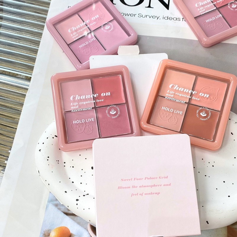 Bảng Phấn Má 4 Ô Hold Live Kết Hợp Dạng Phấn & Kem Tiện Lợi Màu Xinh Xắn Mịn Lâu Trôi Không Thấm Nước Chance On HL707