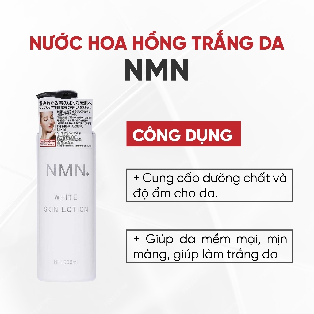 Nước Hoa Hồng NMN Tế Bào Gốc White Skin Lotion Dưỡng Ẩm Sáng Da Chống Lão Hóa Nhật Bản - Chai 500ml