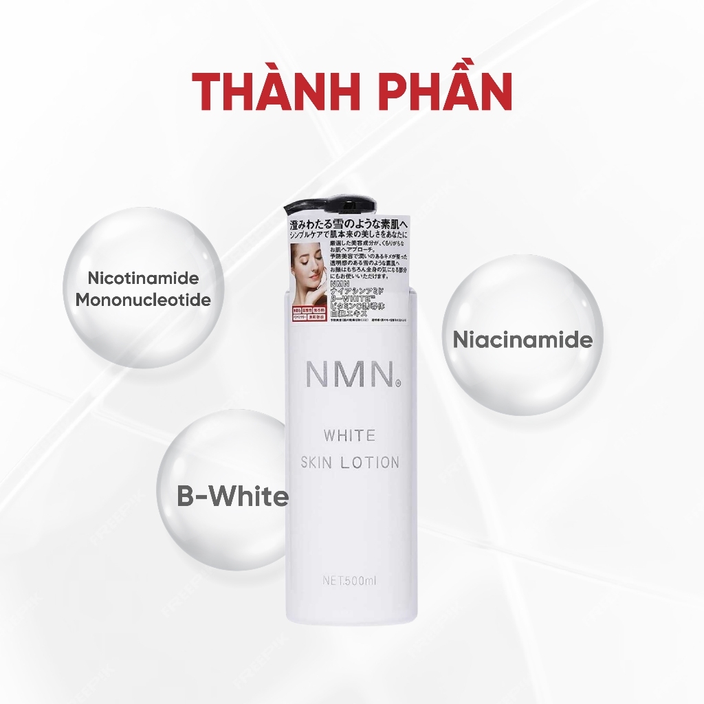 Nước Hoa Hồng NMN Tế Bào Gốc White Skin Lotion Dưỡng Ẩm Sáng Da Chống Lão Hóa Nhật Bản - Chai 500ml