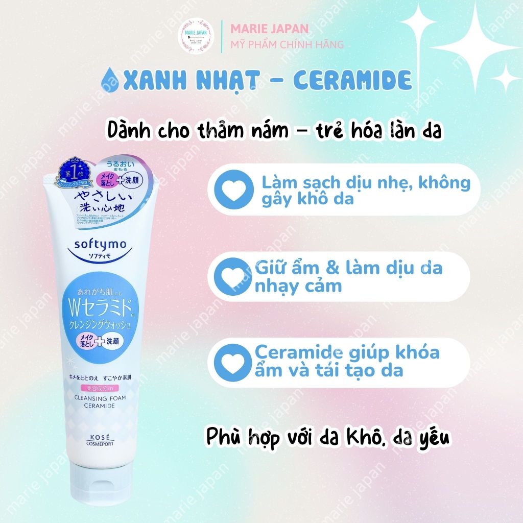 SRM Kose Softymo Cleansing Foam White - TRẮNG DƯỠNG TRẮNG Tuýp 220g