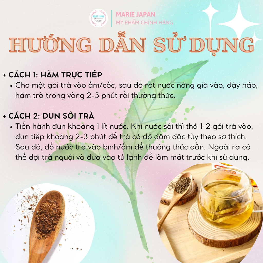 Trà Lá Đỗ Trọng Yuwa Nhật Bản Hộp 20 Gói