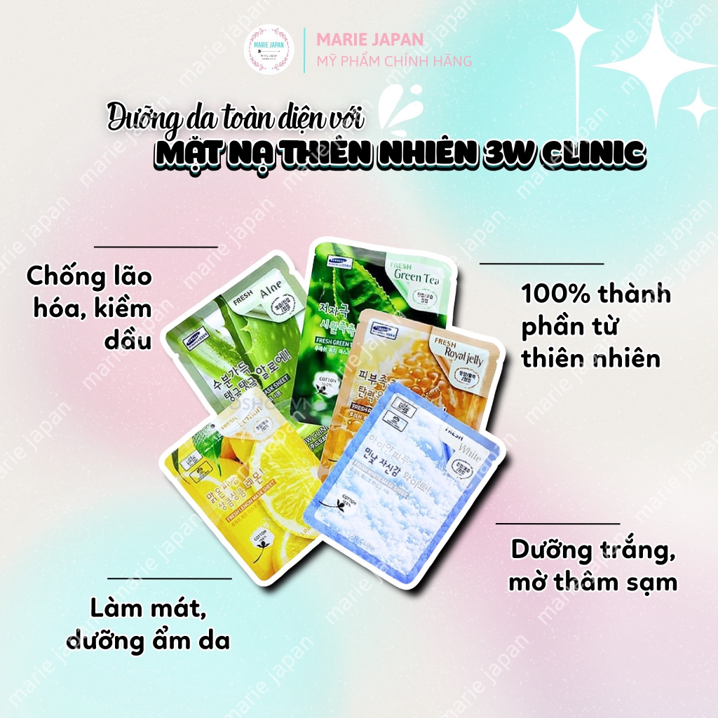 Mặt Nạ 3W CLINIC Dưỡng Trắng Da Dưỡng Ẩm Hàn Quốc