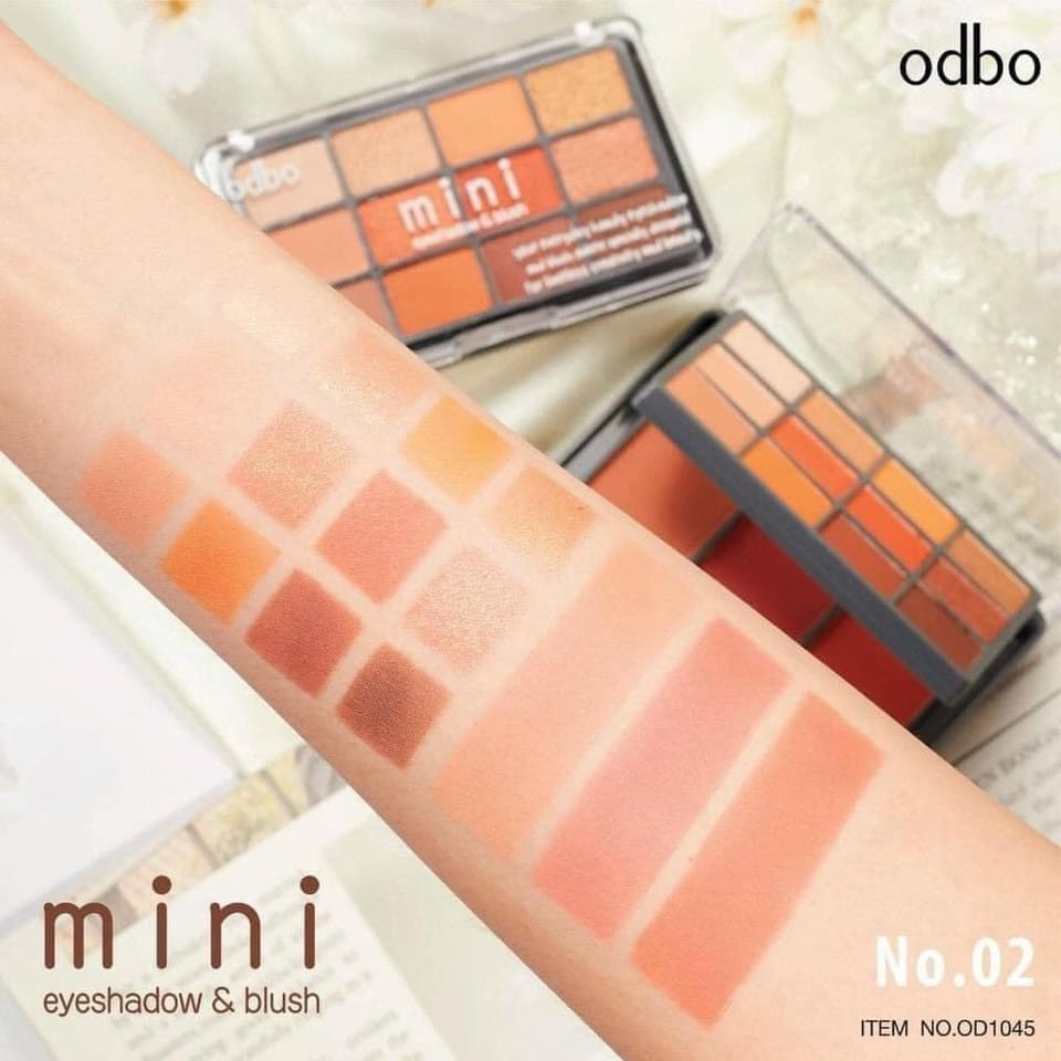 Bảng Phấn Mắt 12 Ô + Má 2 Tầng Odbo Bền Màu Lấp Lánh Mini Eyeshadow & Blush