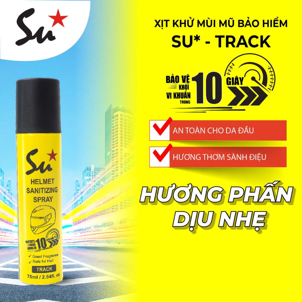 Xịt Khử Mùi Nón Bảo Hiểm Su Star Track - VÀNG UNISEX Chai 75ml