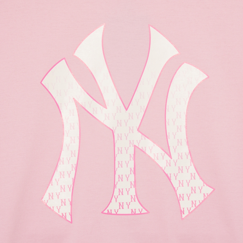 Áo Phông MLB Monogram Logo NY Loang Màu Hồng
