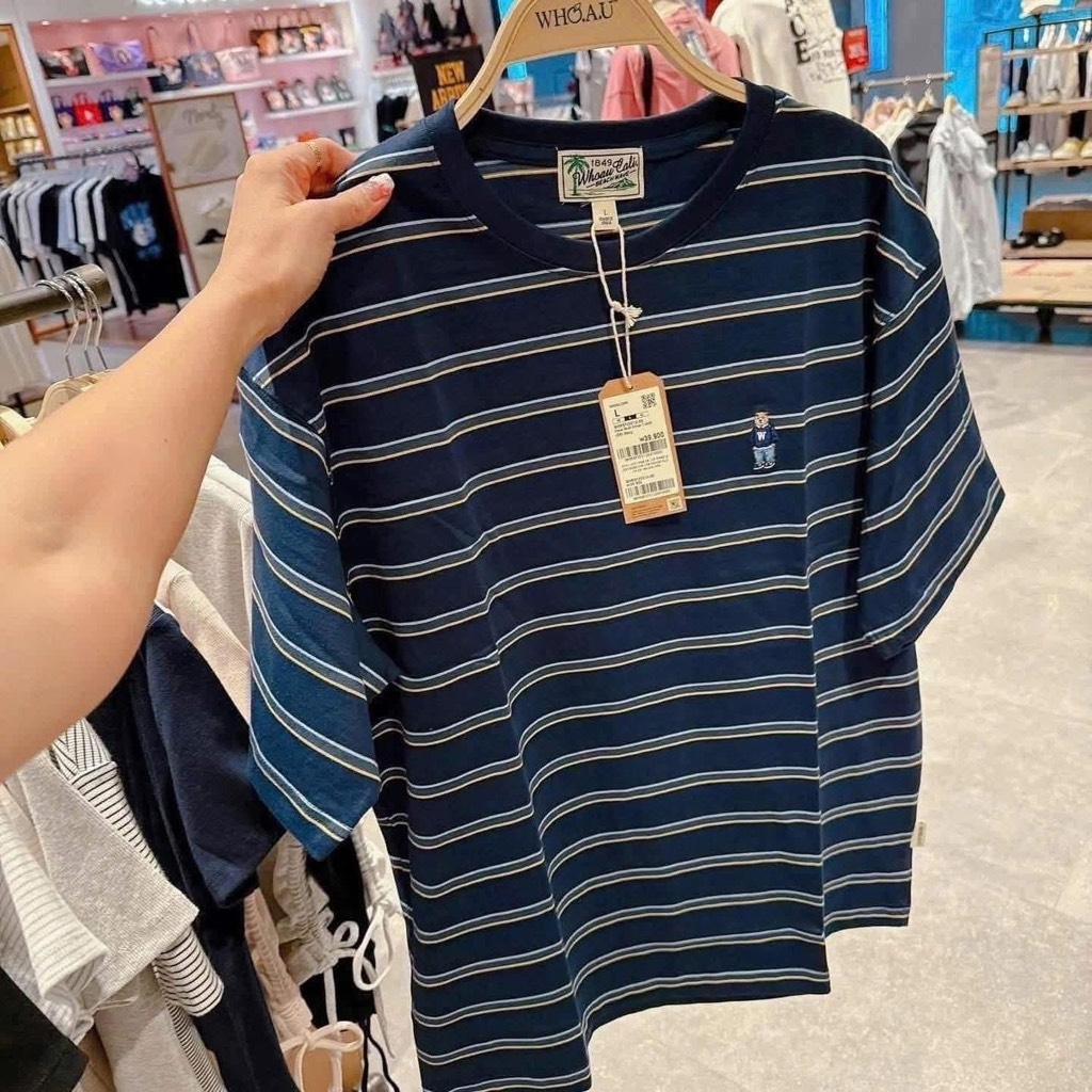 Áo Phông Whoau kẻ Unisex