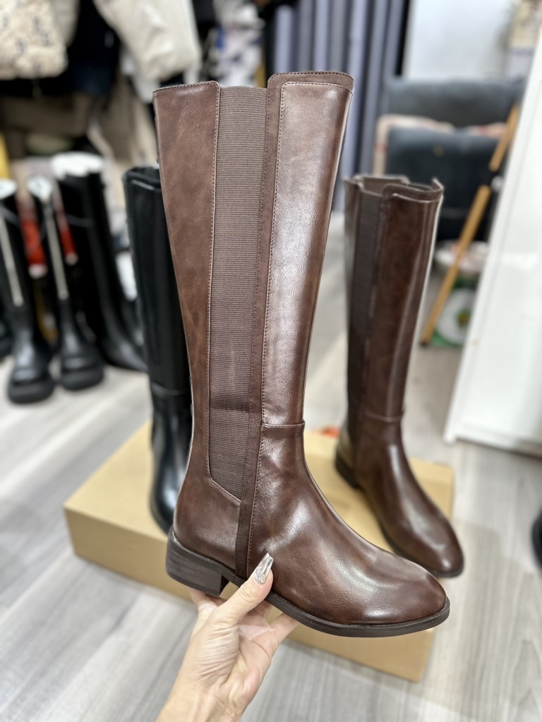 Giầy Boot Viền Vải Màu Nâu Korea