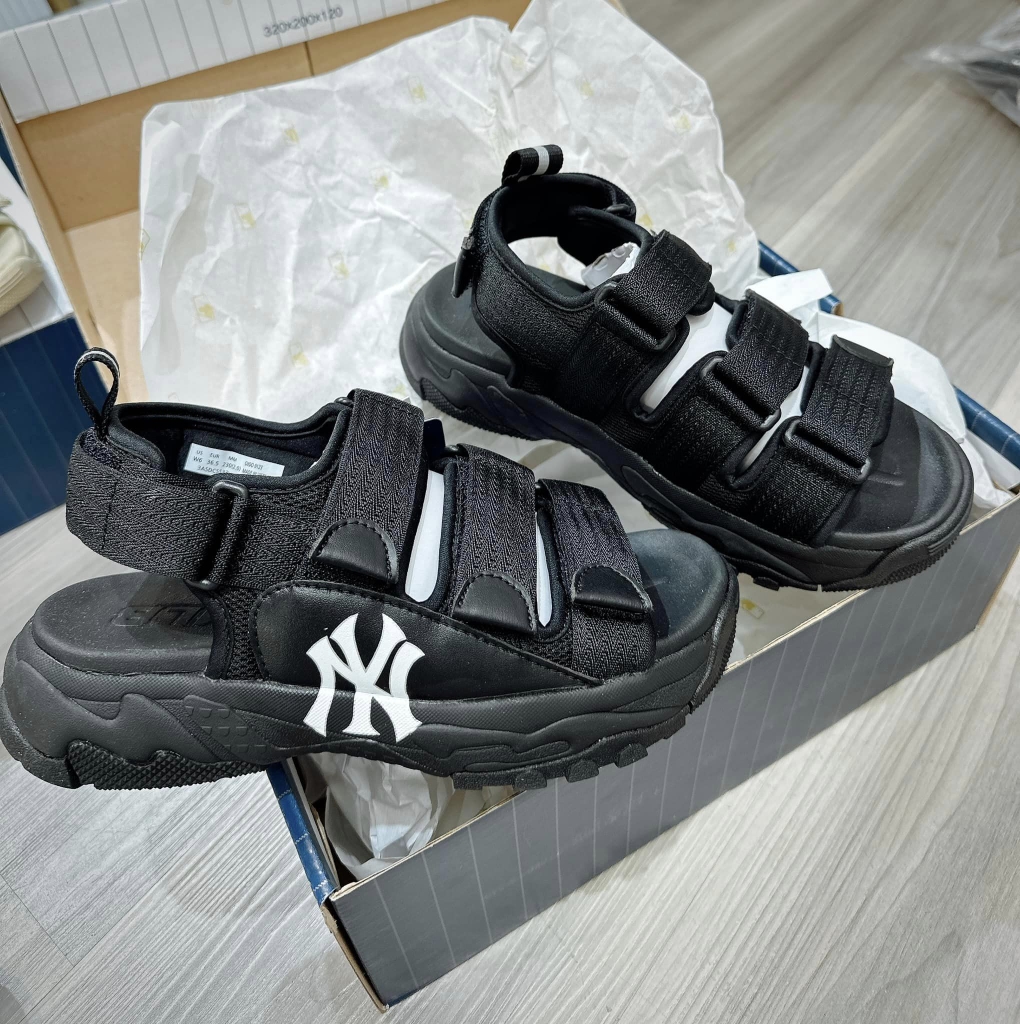 Dép Sandal MLB Triple Logo NY 3ASDCSS33-50BKS Màu Đen