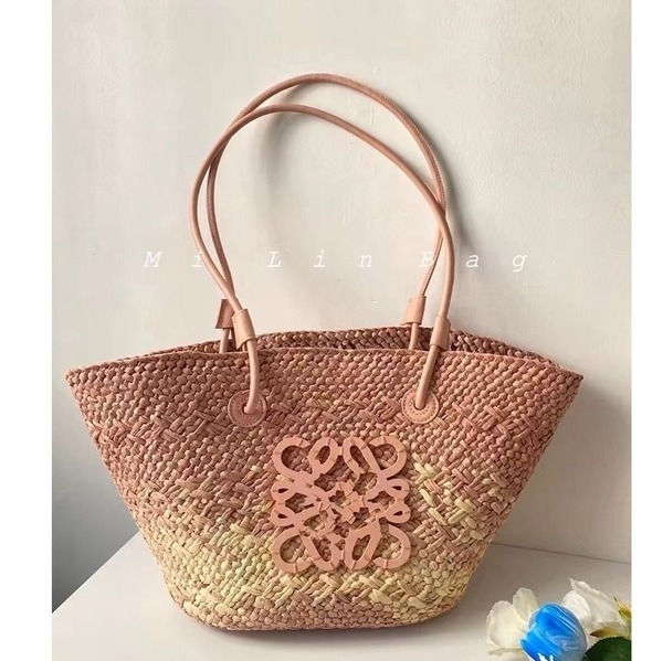Túi Tote Đi Biển Loewe Remake Korea Đan Cói