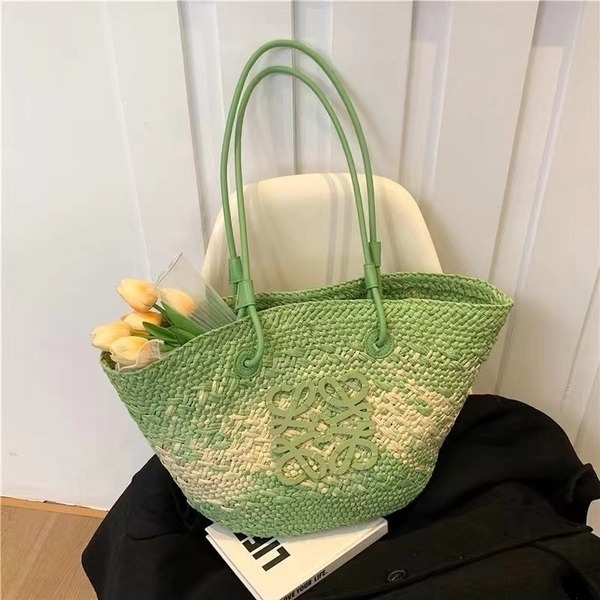 Túi Tote Đi Biển Loewe Remake Korea Đan Cói