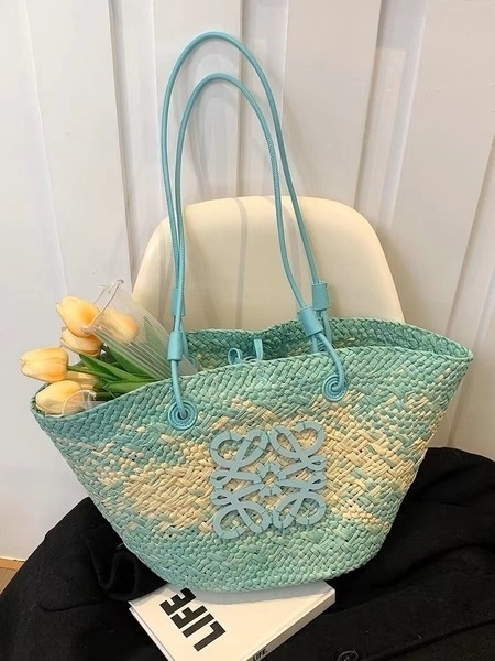 Túi Tote Đi Biển Loewe Remake Korea Đan Cói