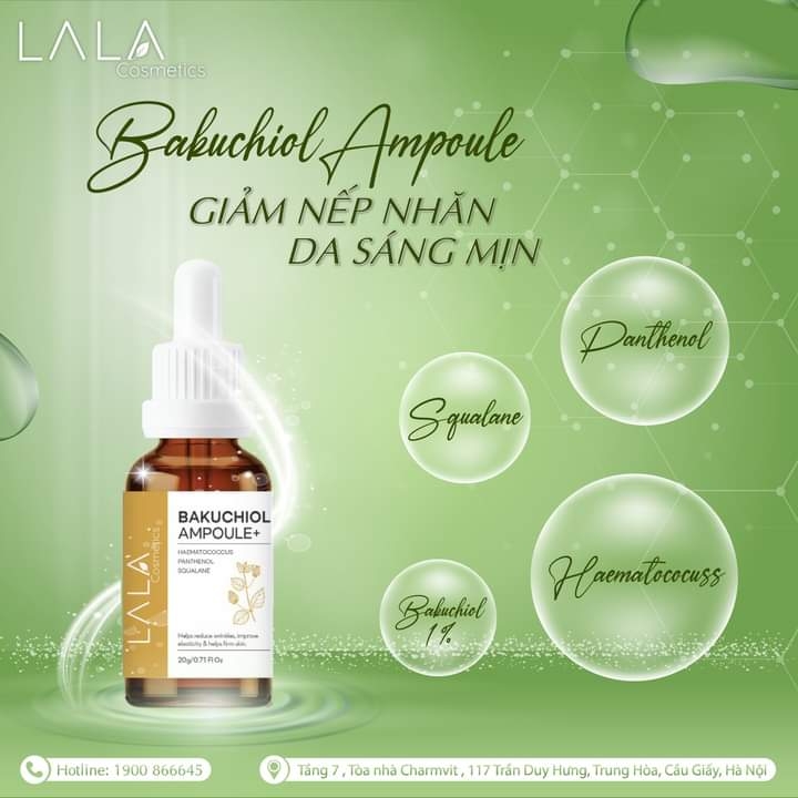 Bakuchiol Ampoule+ LALA 30ML - Retinol thiên nhiên dành cho da nhạy cảm (Bakuchiol 1%)