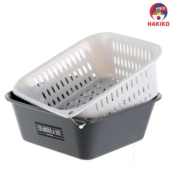 Set Chậu Rổ Hình Vuông 1,3L Nhật Bản