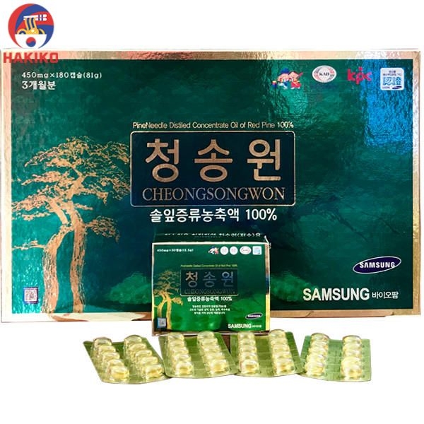 Tinh Dầu Thông Đỏ Cheongsongwon 450Mg X 180 Viên Hàn Quốc 청송원