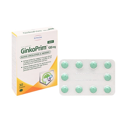 GinkoPrim Max 120mg - Cải thiện tuần hoàn não và trí nhớ