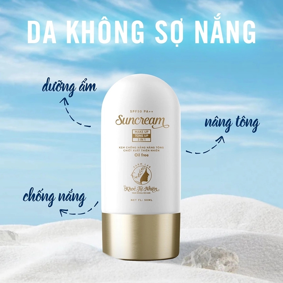 Kem chống nắng 3 IN 1 nâng tông make up SPF50 PA+++ 50ml