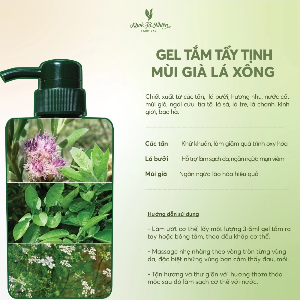 Gel tắm Tẩy Tịnh mùi già lá xông 480ml