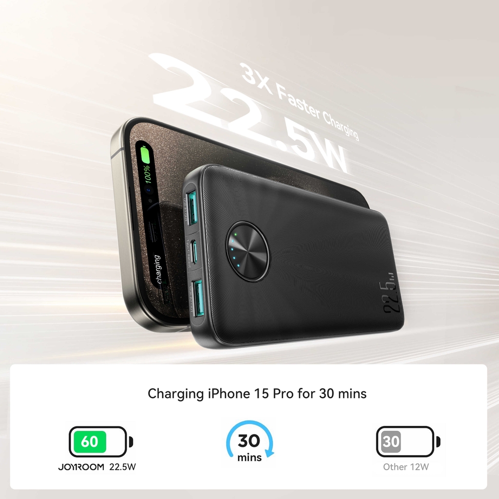 Sạc dự phòng Joyroom PBF15 sạc nhanh 22.5W Digital Display Fast Charging Power Bank dùng cho điện thoại iPhone, Samsung