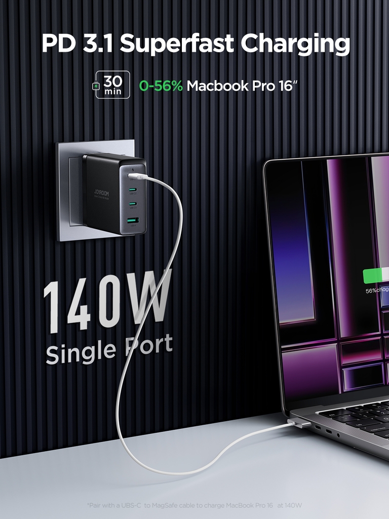 Củ sạc Joyroom GaN Ultra TCG05 sạc nhanh 140W dùng cho Laptop, iPhone, Samsung