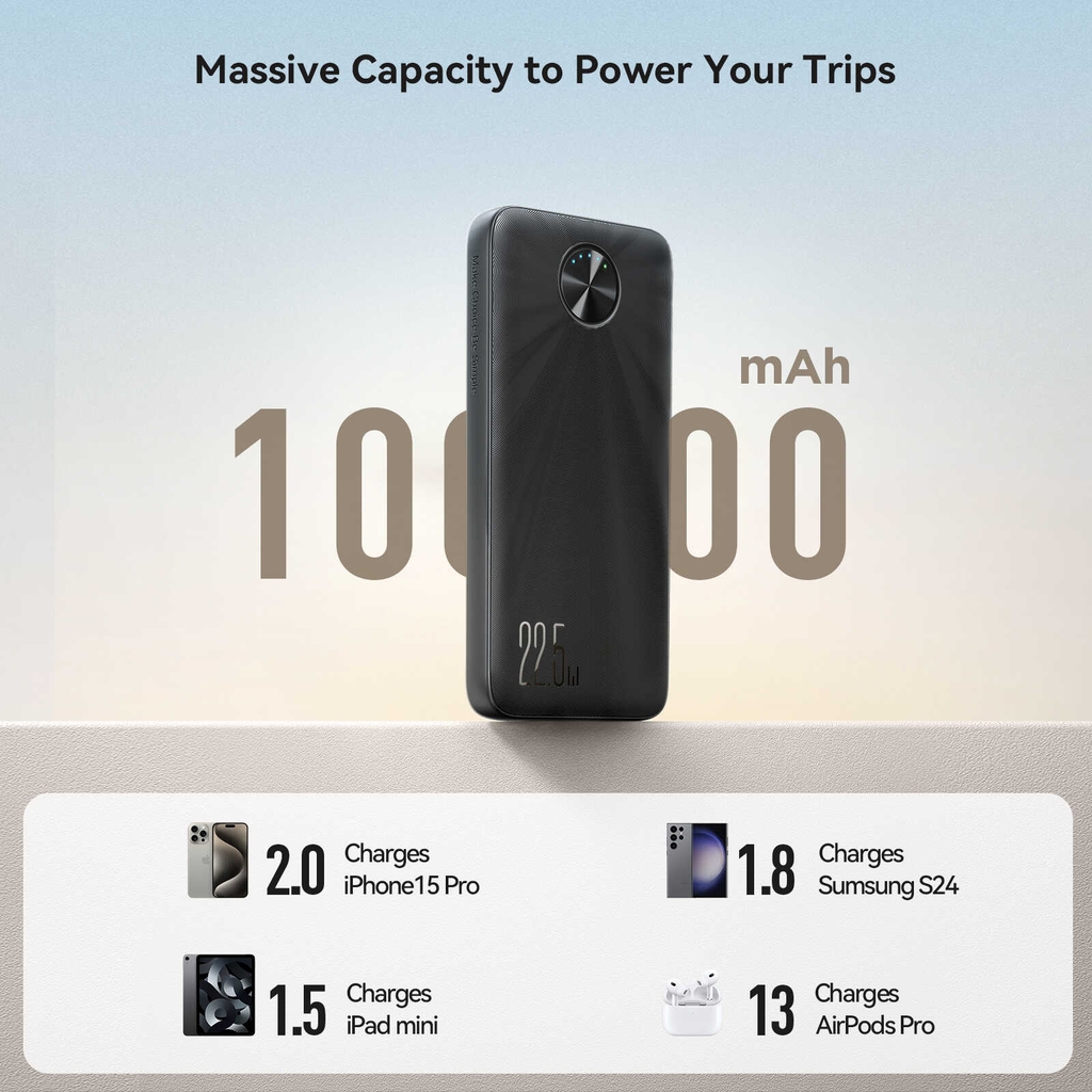 Sạc dự phòng Joyroom PBF15 sạc nhanh 22.5W Digital Display Fast Charging Power Bank dùng cho điện thoại iPhone, Samsung